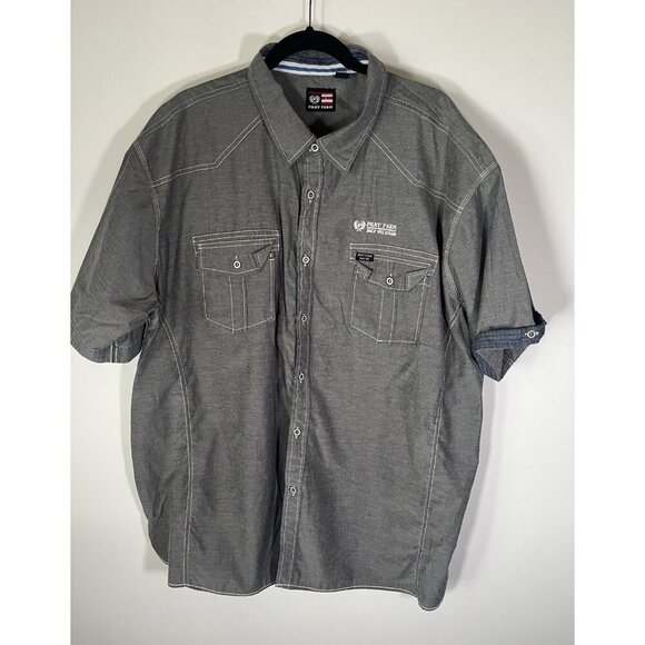 Vintage PHAT FARM grey camp white stitching camp shirt 4XL streetwear retro logo - Picture 1 of 11